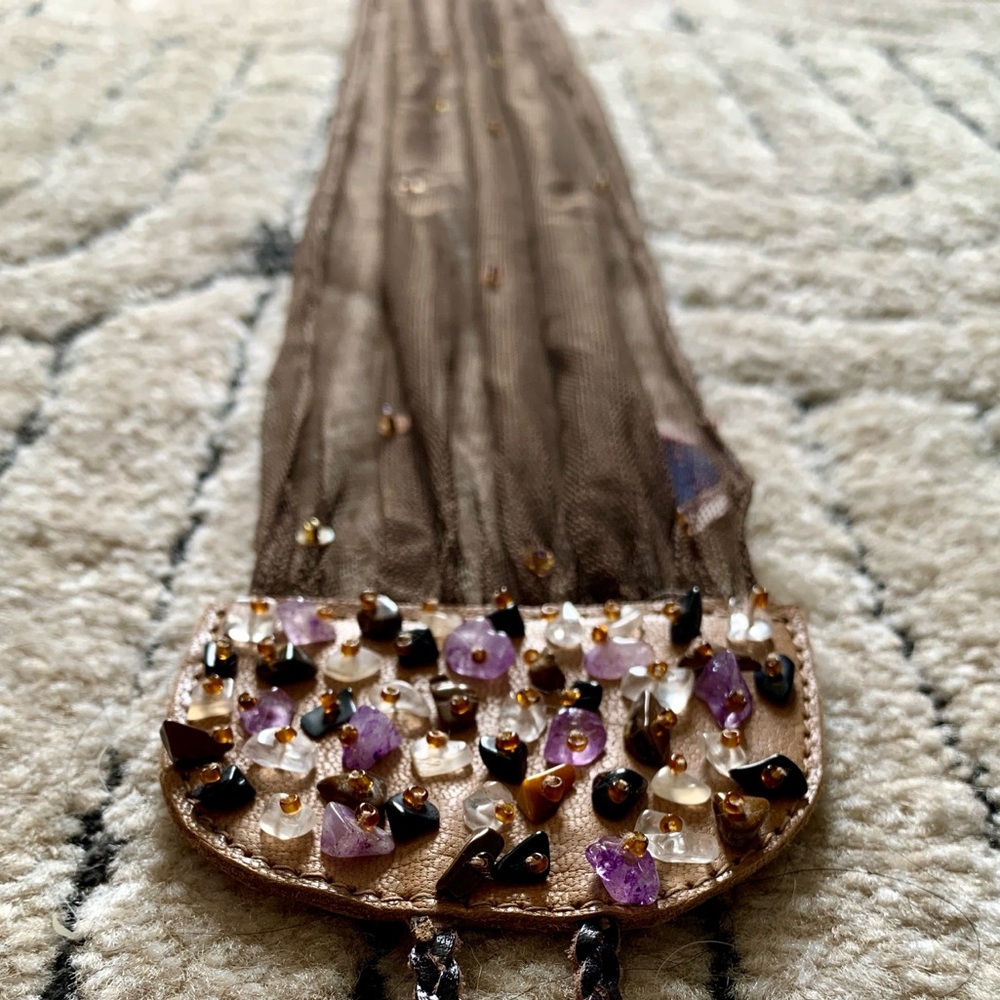Chan Luu Semi Precious Stones Mesh Belt - Chocolate - Picture 12 of 13